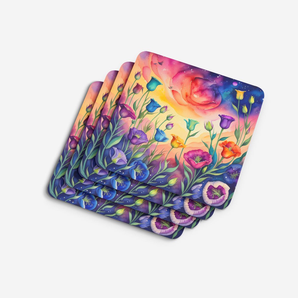 Colorful Lisianthus Foam Coaster Set of 4