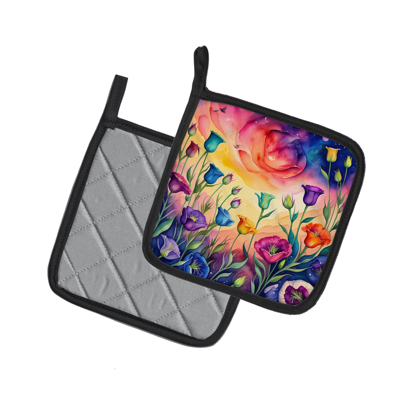 Colorful Lisianthus Pair of Pot Holders