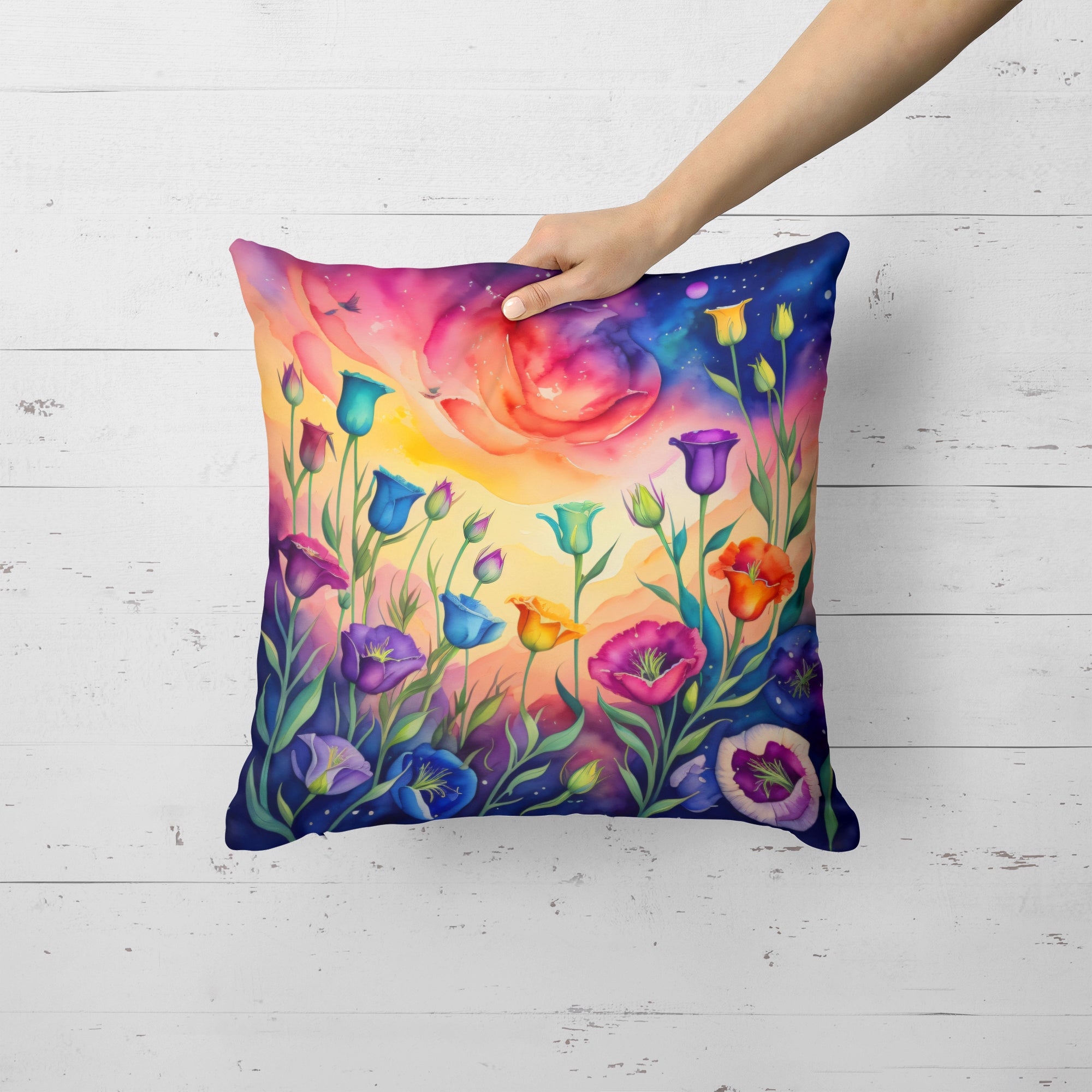 Buy this Colorful Lisianthus Fabric Decorative Pillow