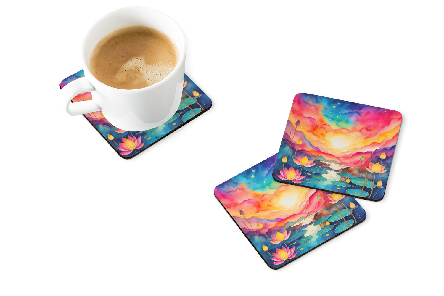 Buy this Colorful Lotus Foam Coaster Set of 4