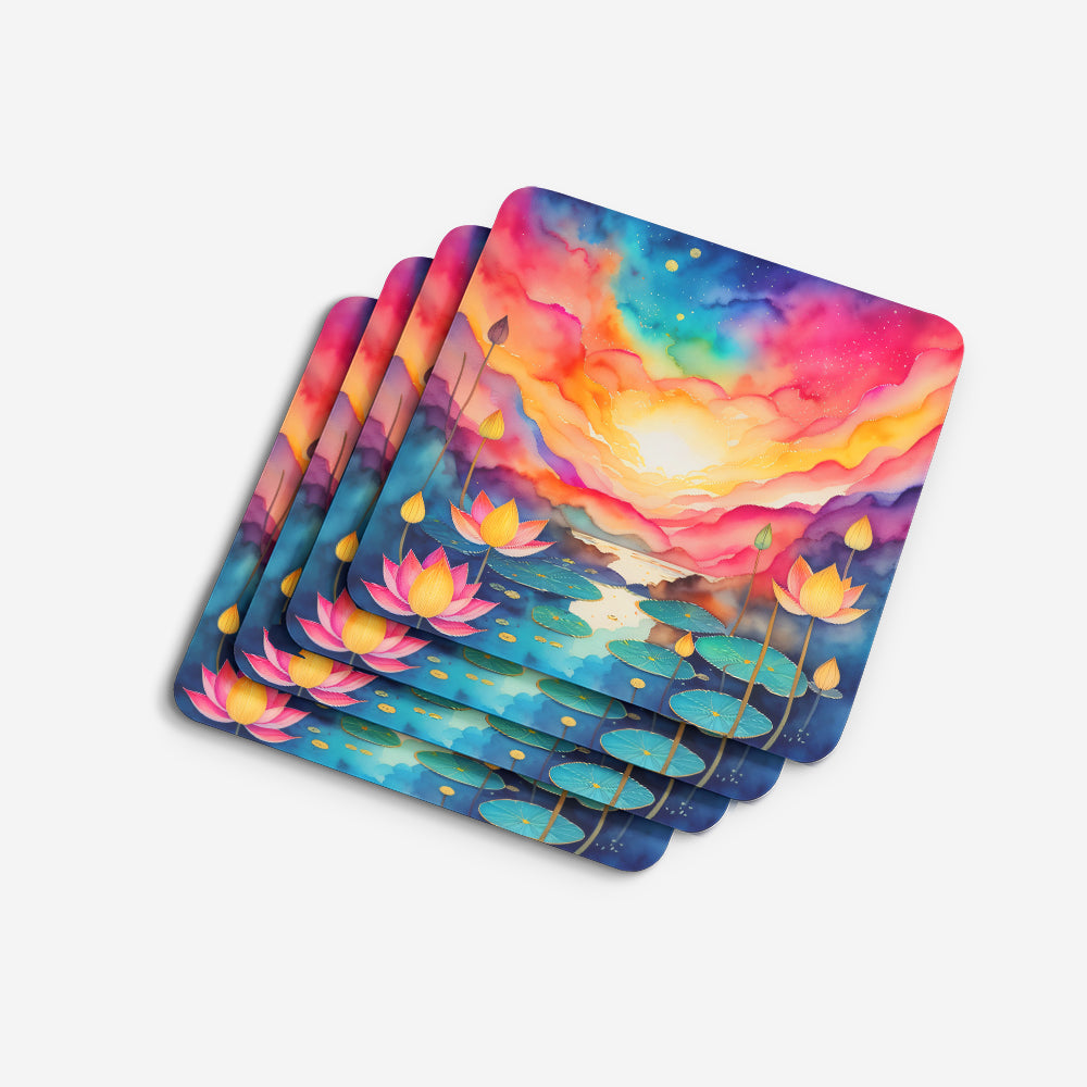 Colorful Lotus Foam Coaster Set of 4
