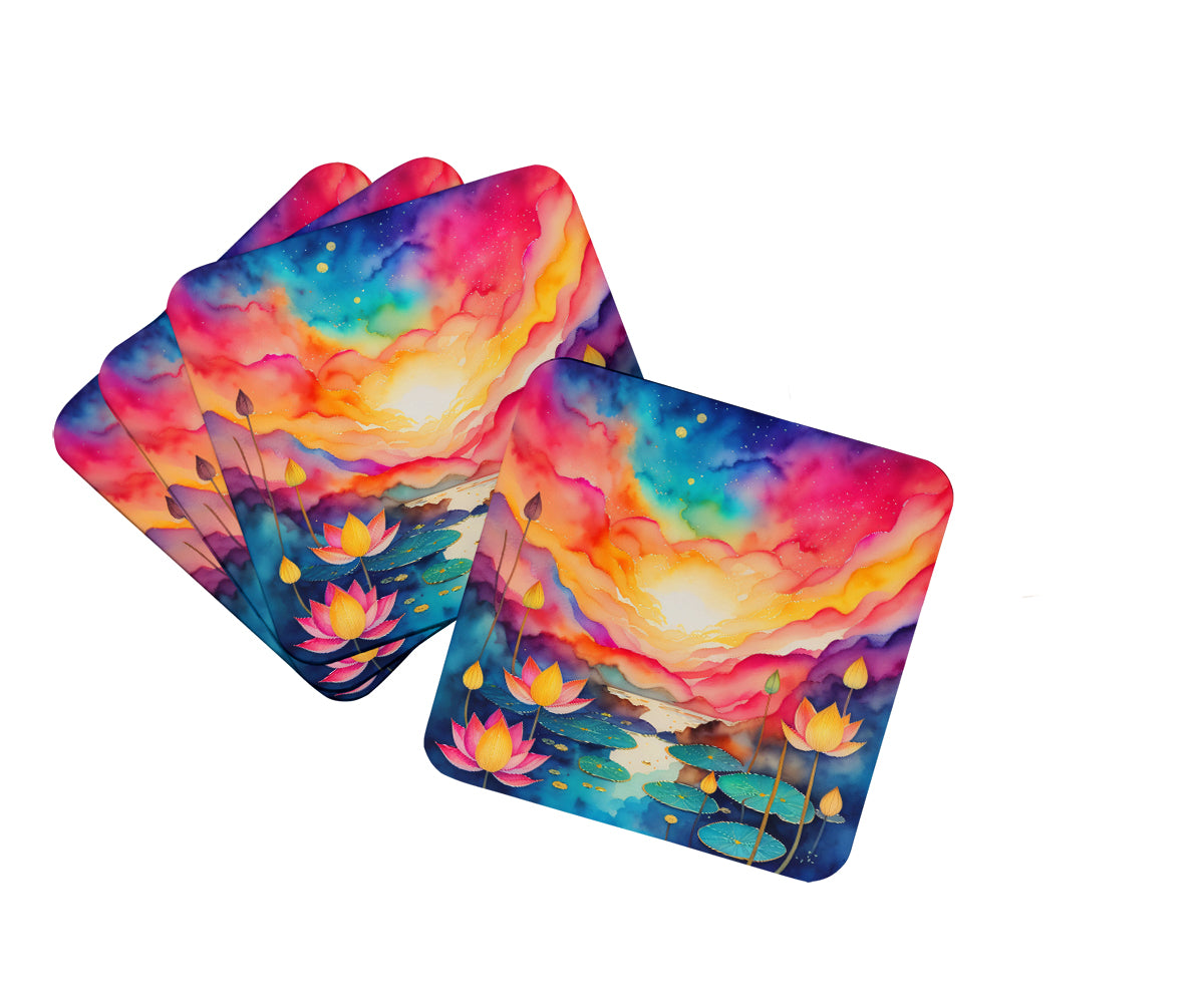 Buy this Colorful Lotus Foam Coaster Set of 4