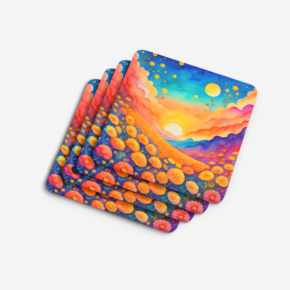 Colorful Marigolds Foam Coaster Set of 4