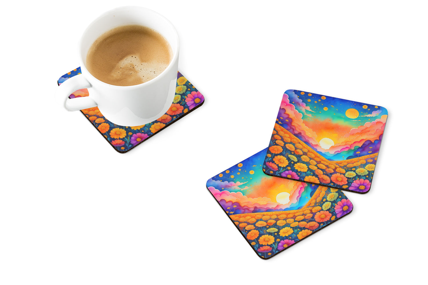 Buy this Colorful Marigolds Foam Coaster Set of 4