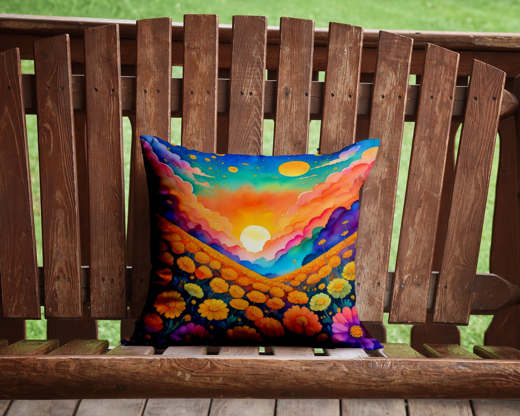 Colorful Marigolds Fabric Decorative Pillow