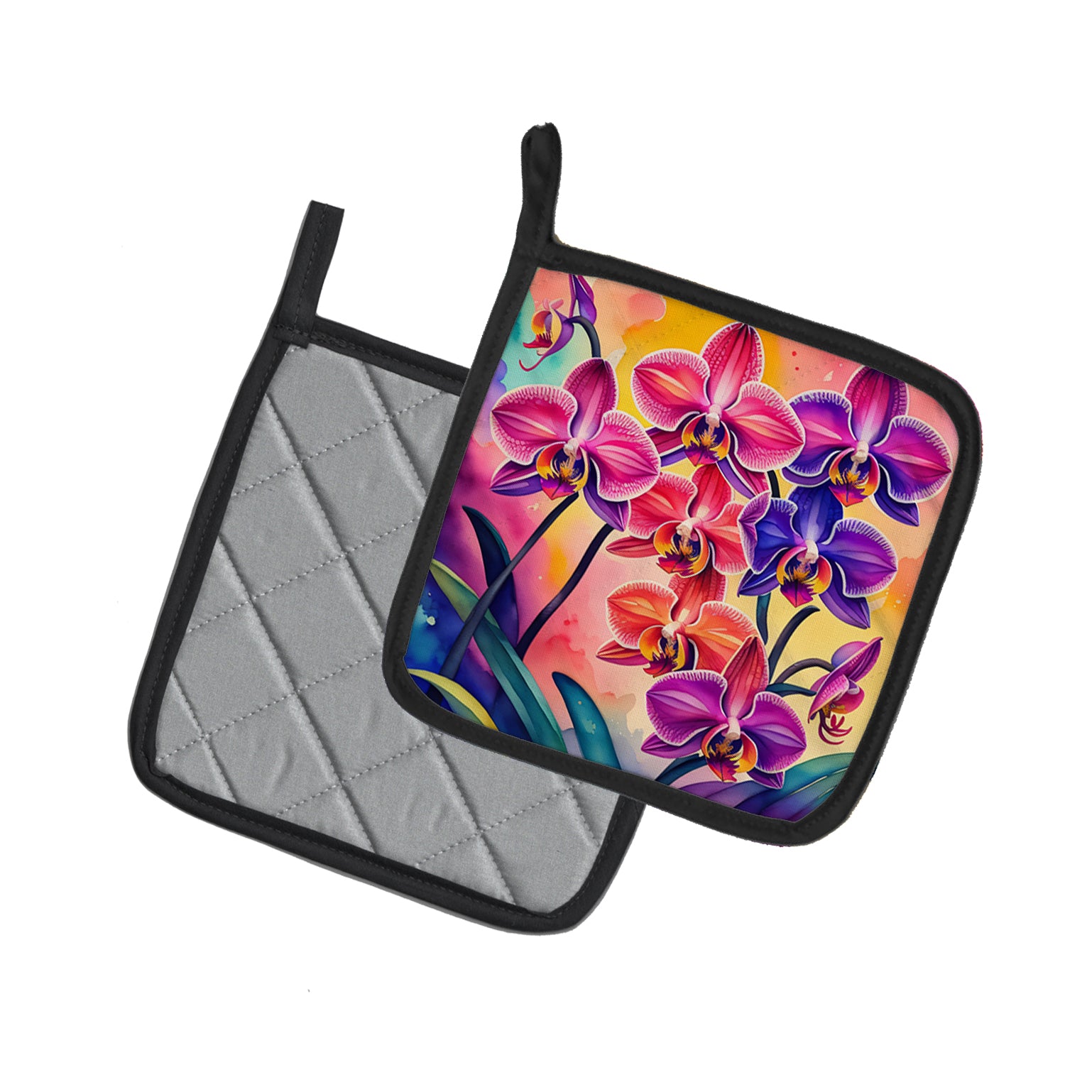 Colorful Orchids Pair of Pot Holders
