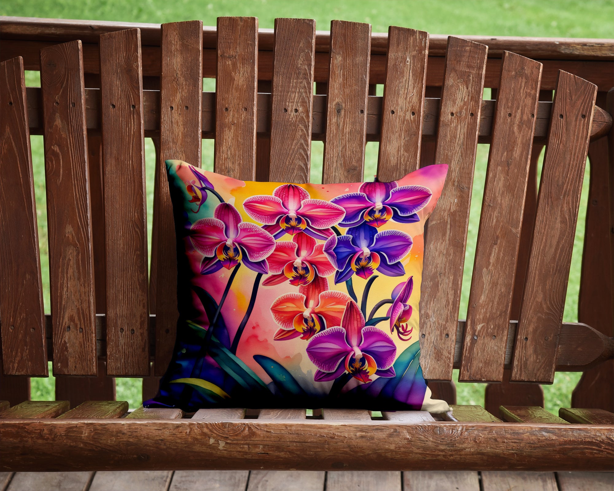 Buy this Colorful Orchids Fabric Decorative Pillow