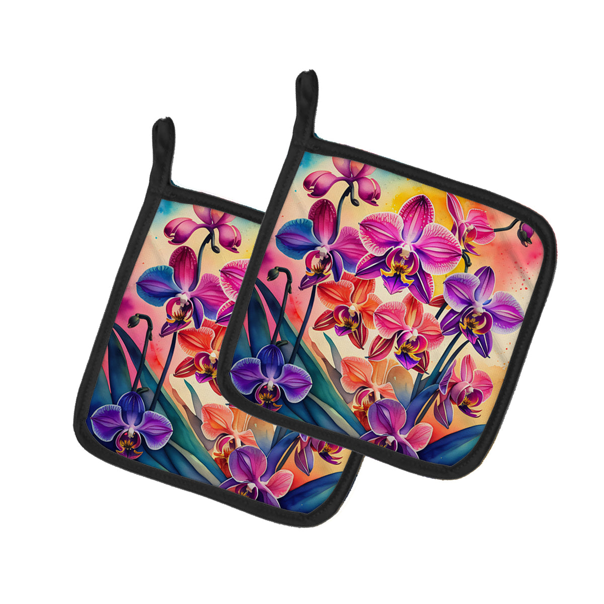 Buy this Colorful Orchids Pair of Pot Holders