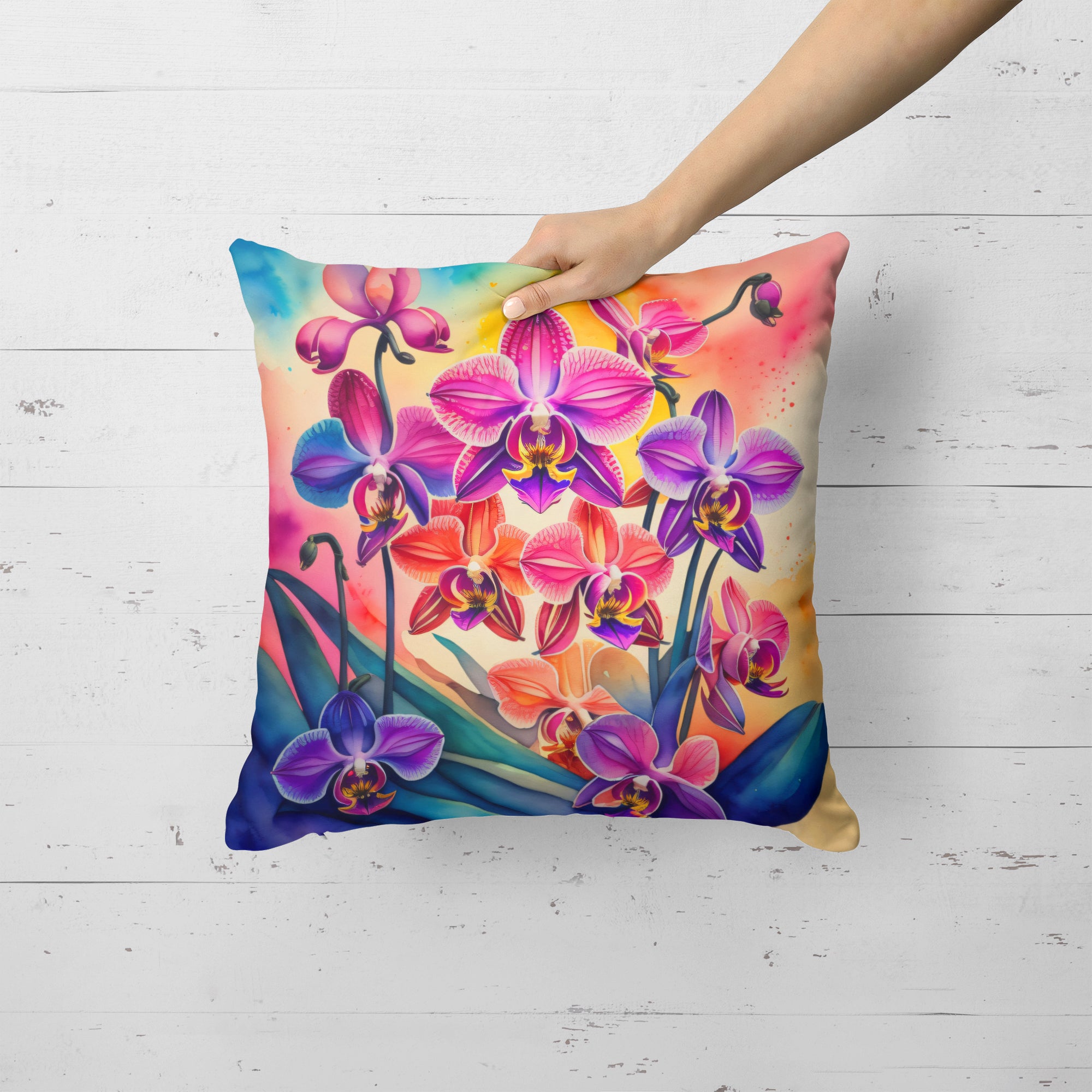 Buy this Colorful Orchids Fabric Decorative Pillow