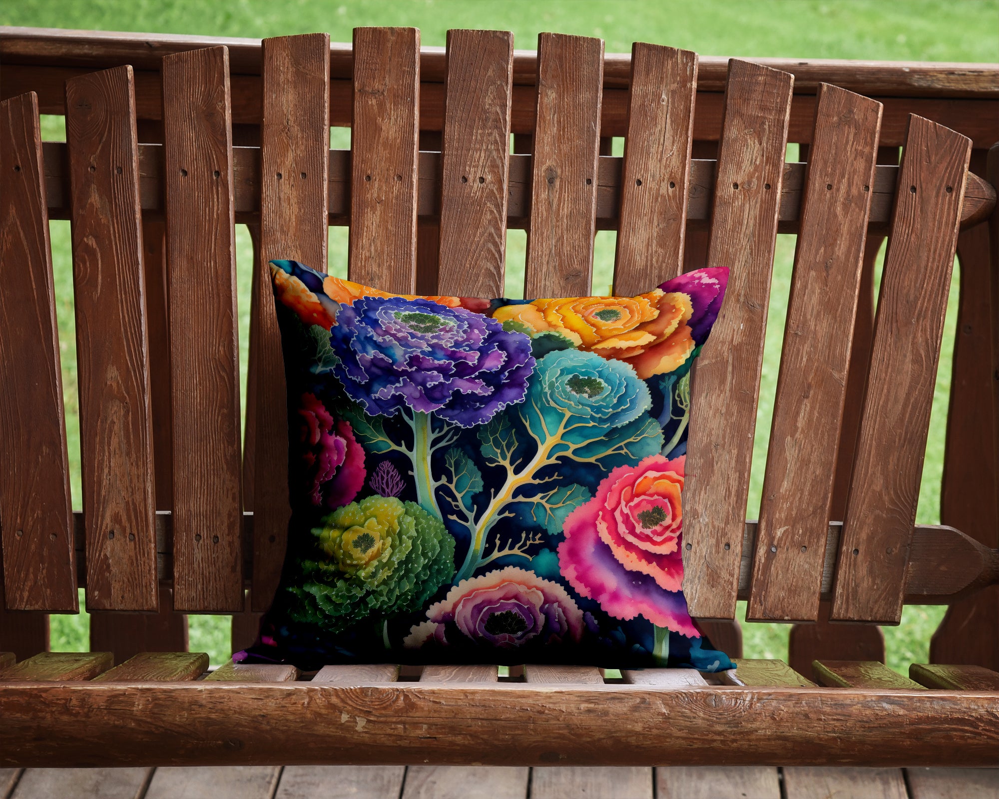 Colorful Ornamental Kale Fabric Decorative Pillow