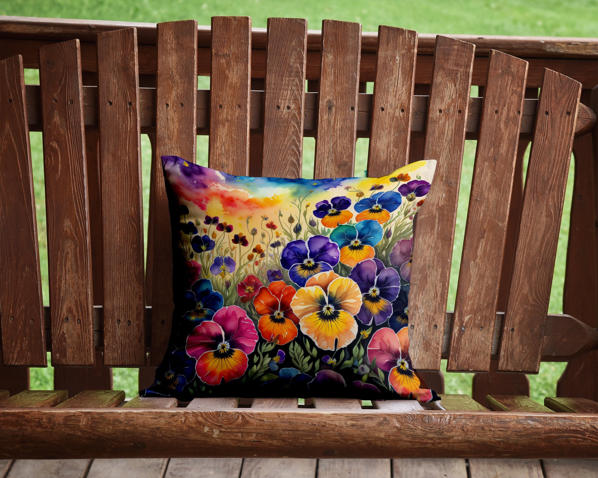 Buy this Colorful Pansies Fabric Decorative Pillow