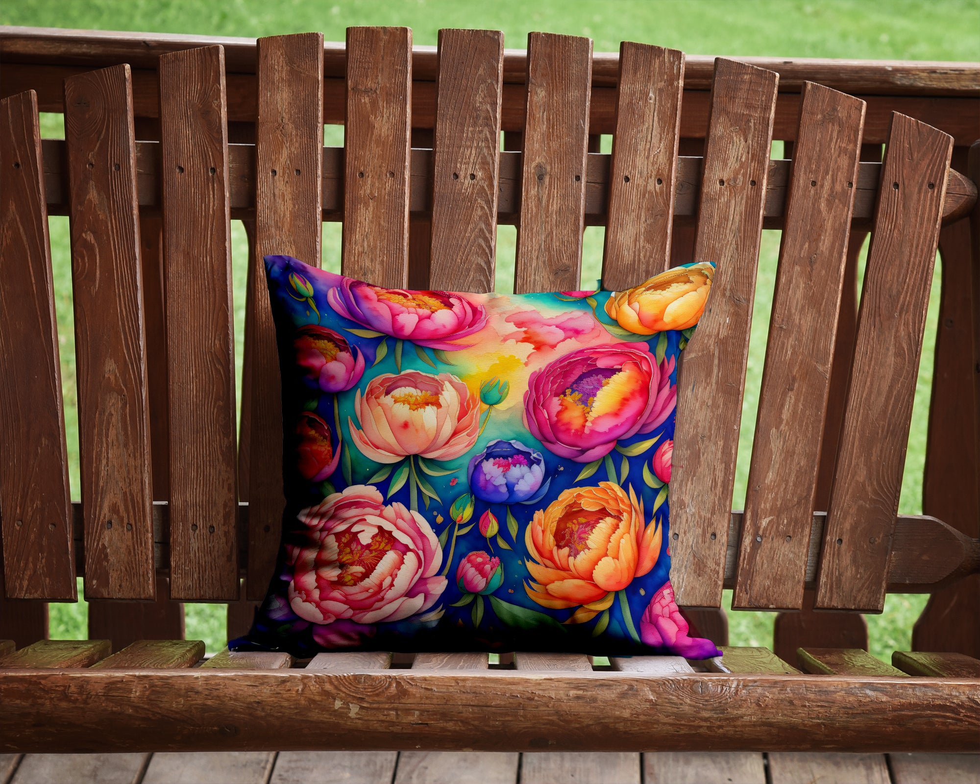 Colorful Peonies Fabric Decorative Pillow