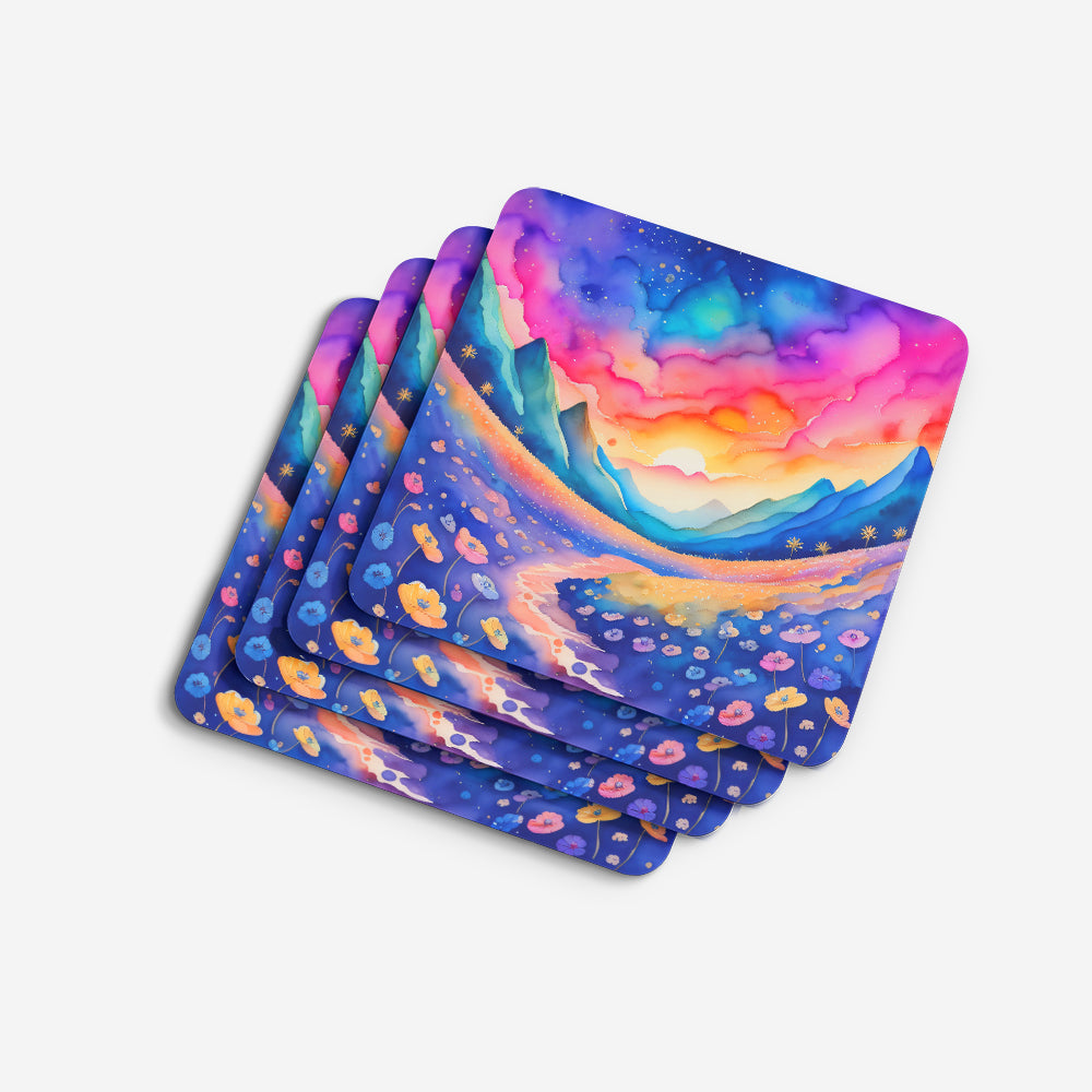 Colorful Periwinkles Foam Coaster Set of 4