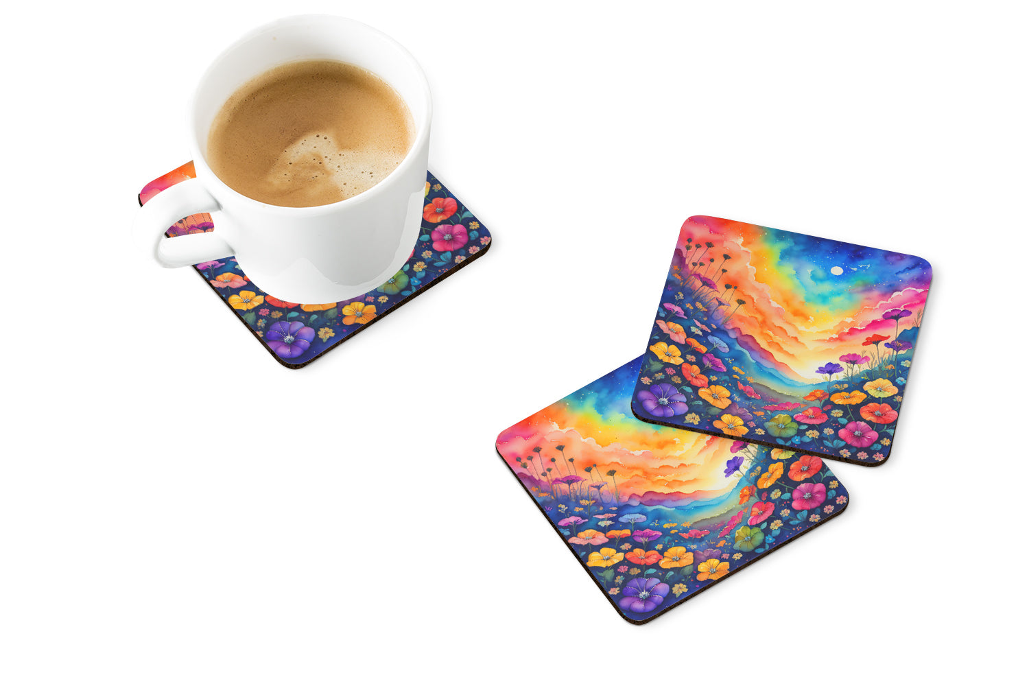 Buy this Colorful Petunias Foam Coaster Set of 4