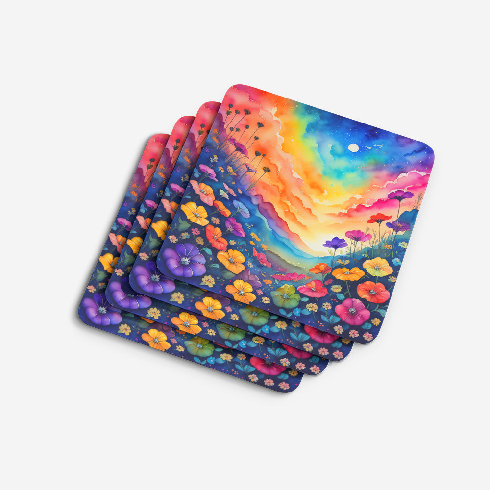 Colorful Petunias Foam Coaster Set of 4