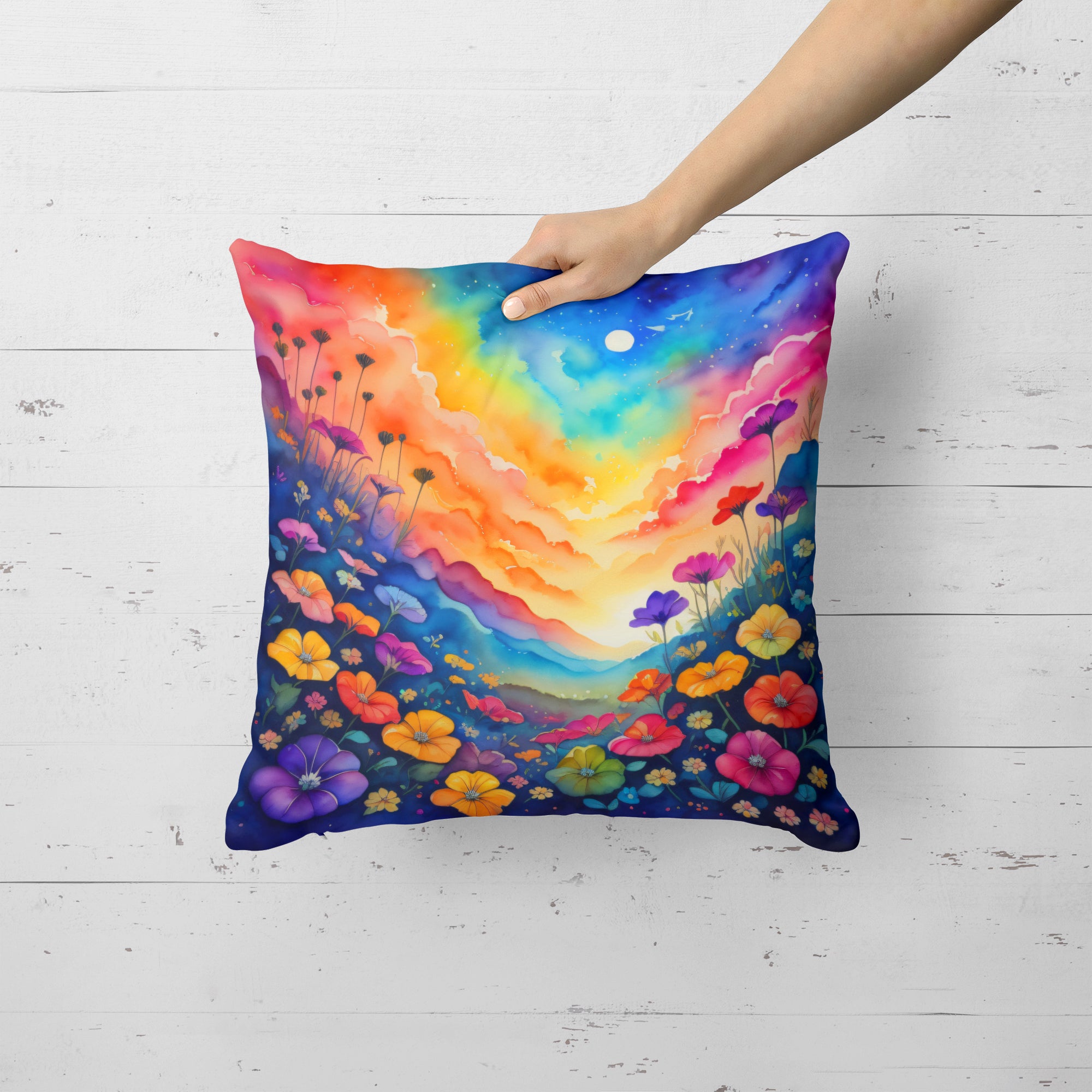 Buy this Colorful Petunias Fabric Decorative Pillow