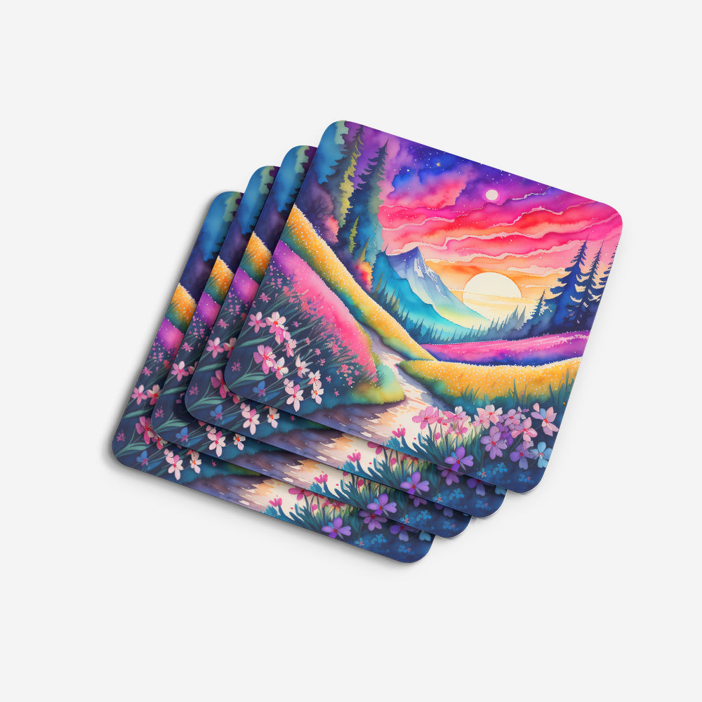 Colorful Phlox Foam Coaster Set of 4