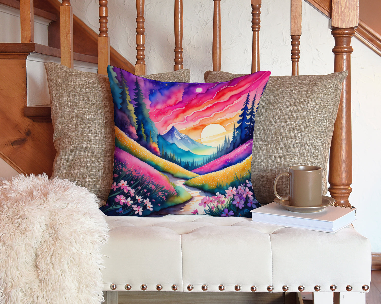 Colorful Phlox Fabric Decorative Pillow
