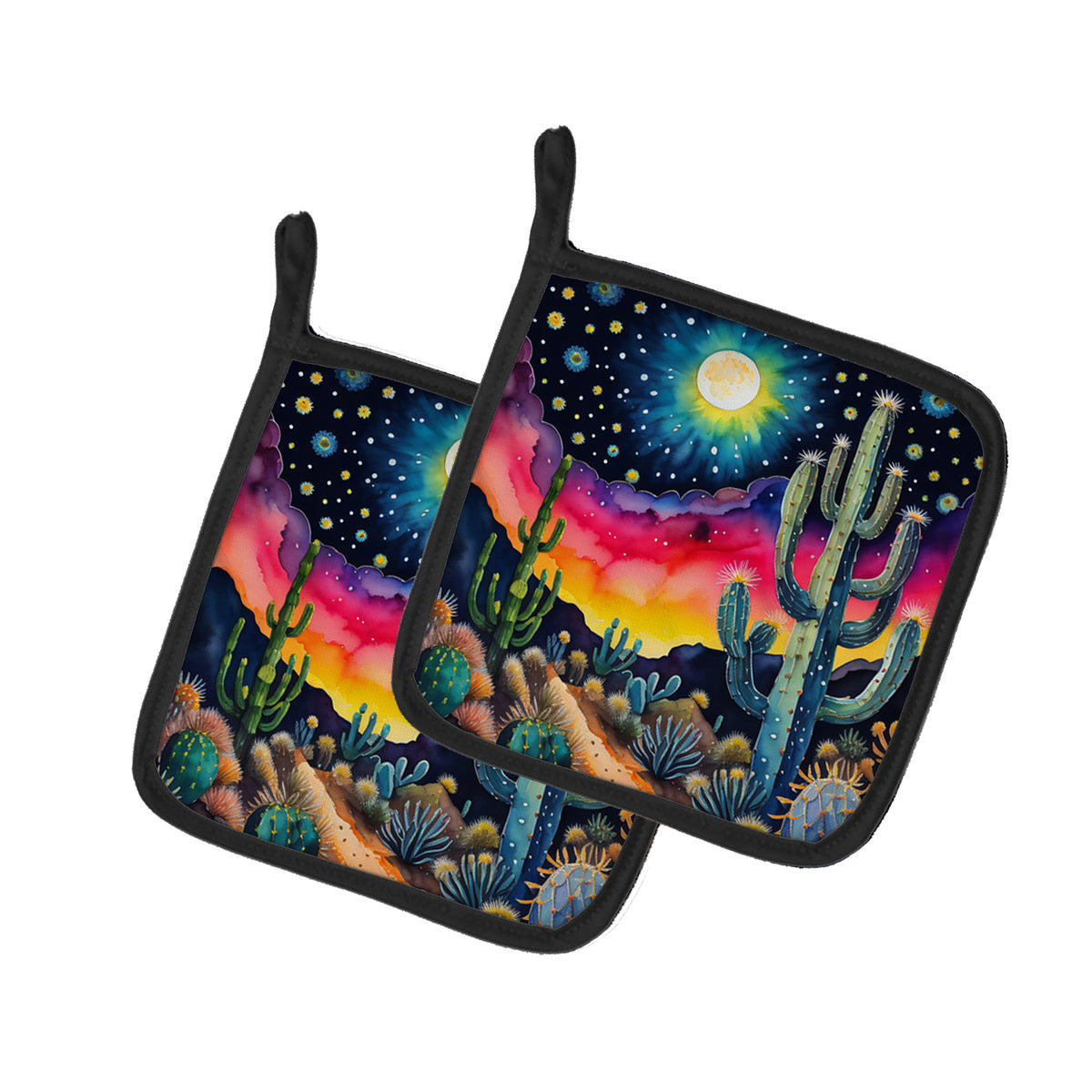 Buy this Colorful Queen of the Night Cactus Pair of Pot Holders