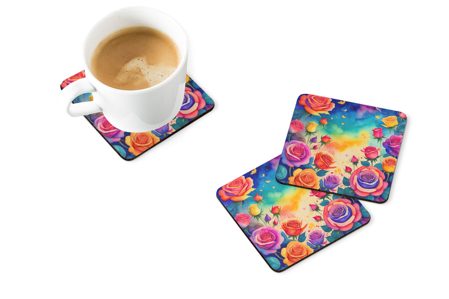 Buy this Colorful Roses Foam Coaster Set of 4