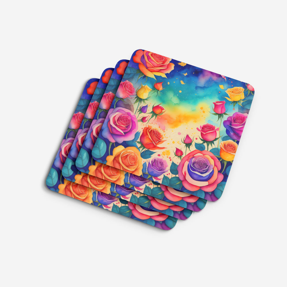 Colorful Roses Foam Coaster Set of 4