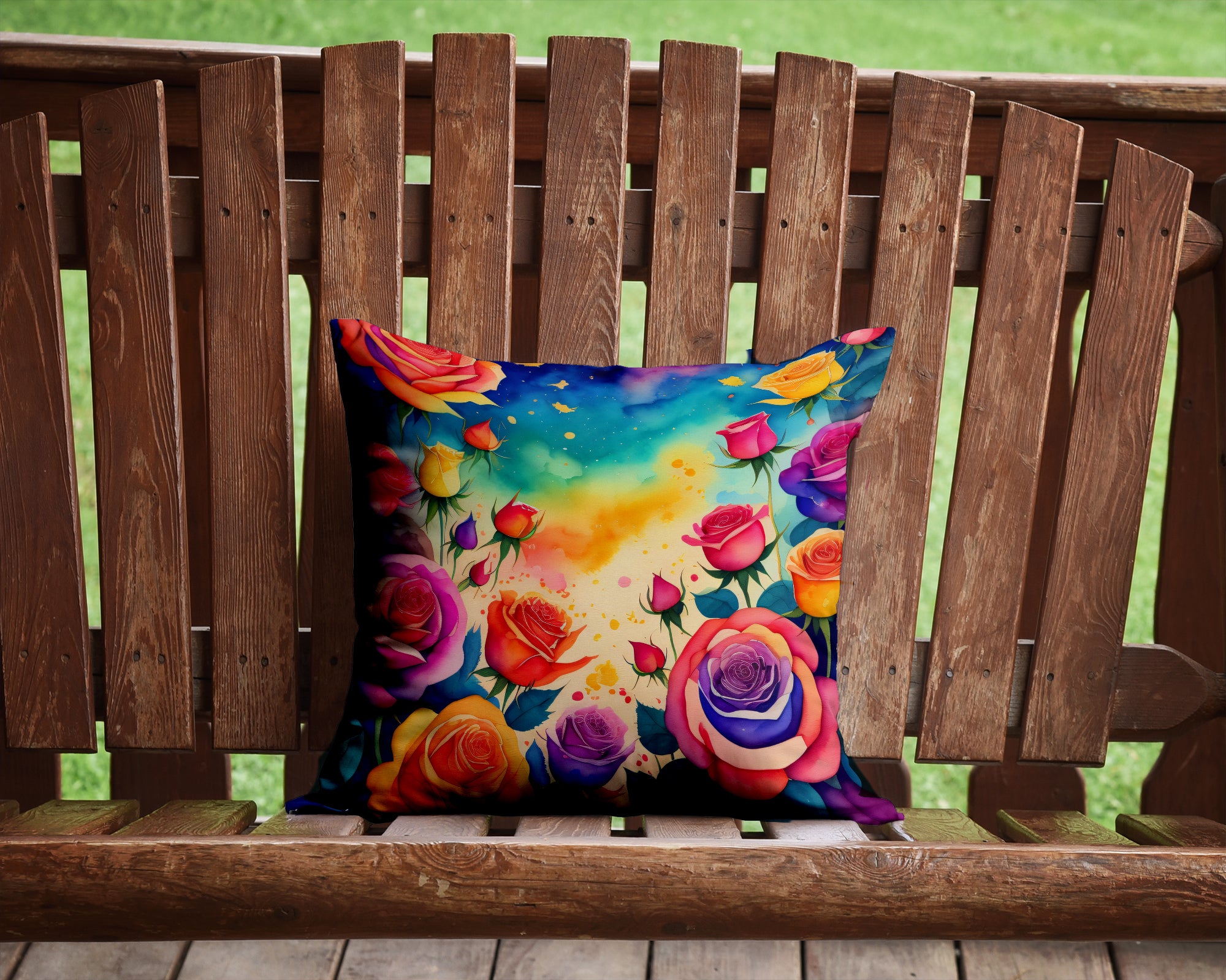 Colorful Roses Fabric Decorative Pillow
