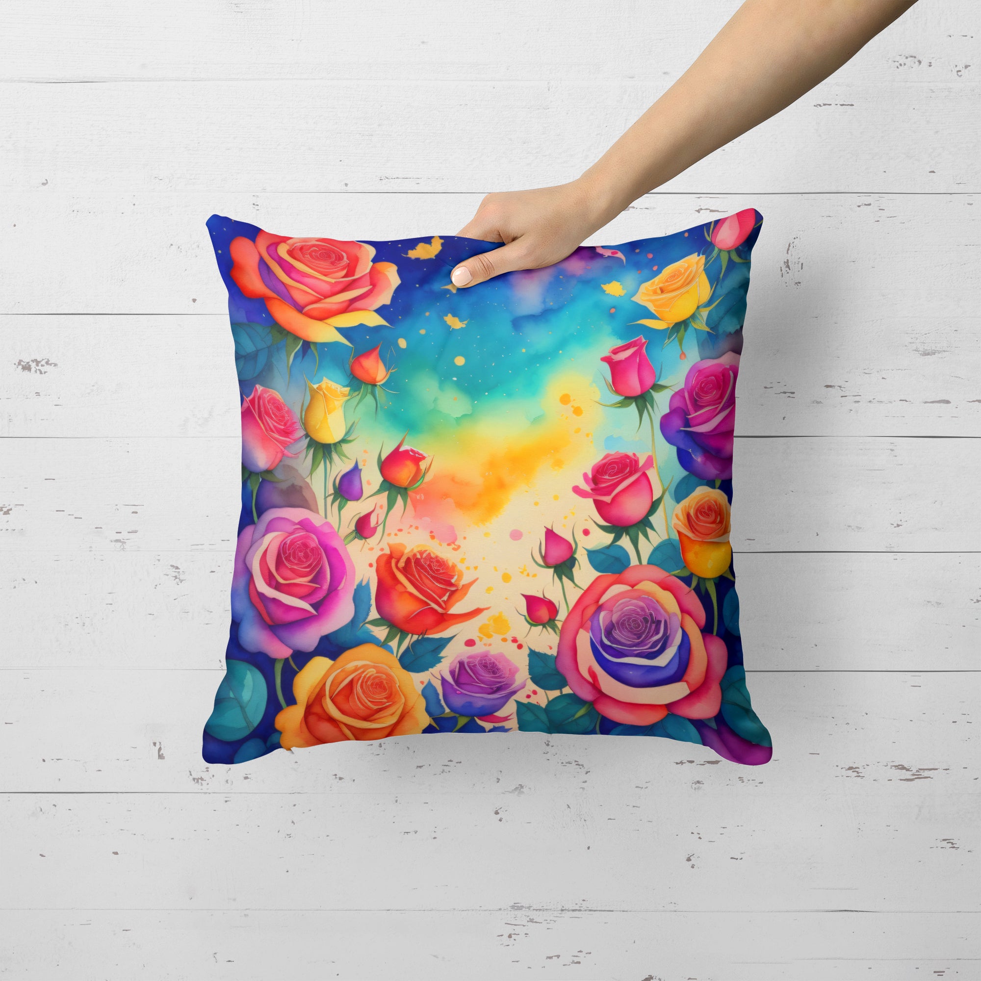 Buy this Colorful Roses Fabric Decorative Pillow