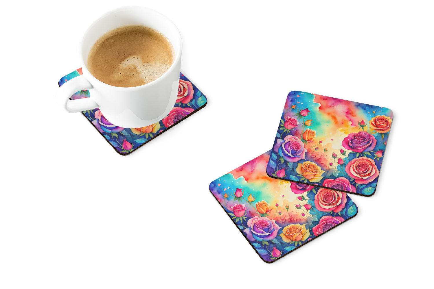 Buy this Colorful Roses Foam Coaster Set of 4