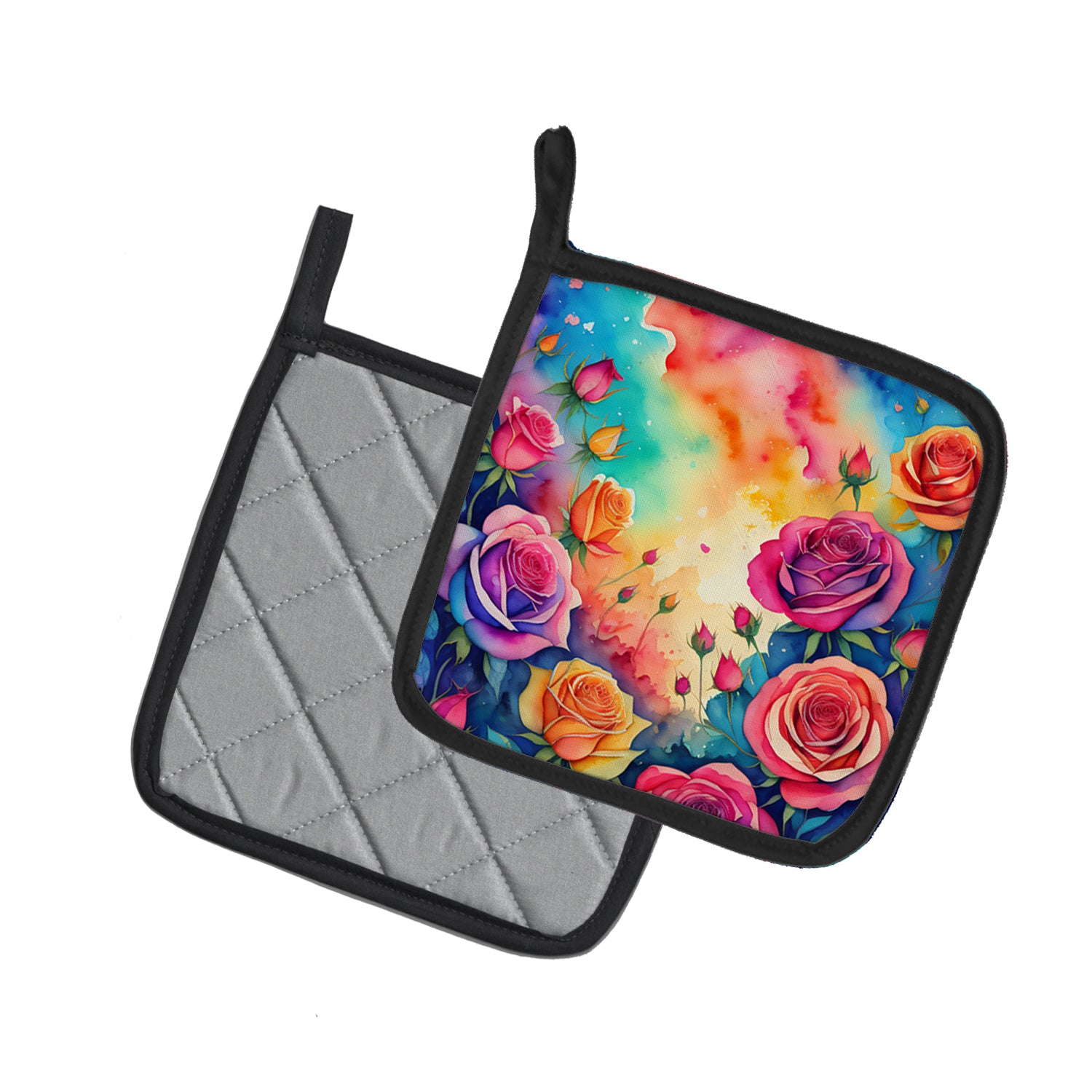 Colorful Roses Pair of Pot Holders