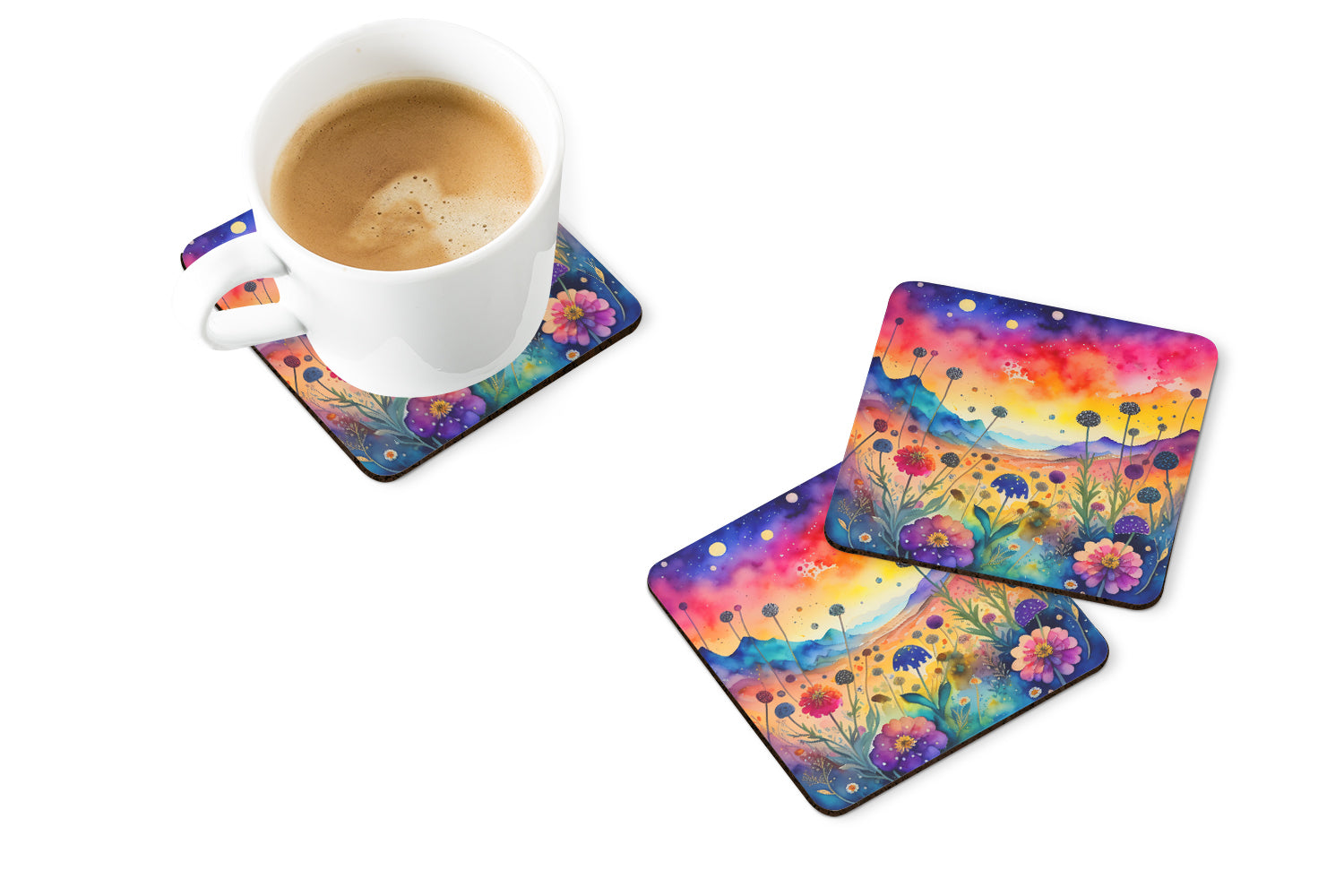 Buy this Colorful Scabiosa Foam Coaster Set of 4