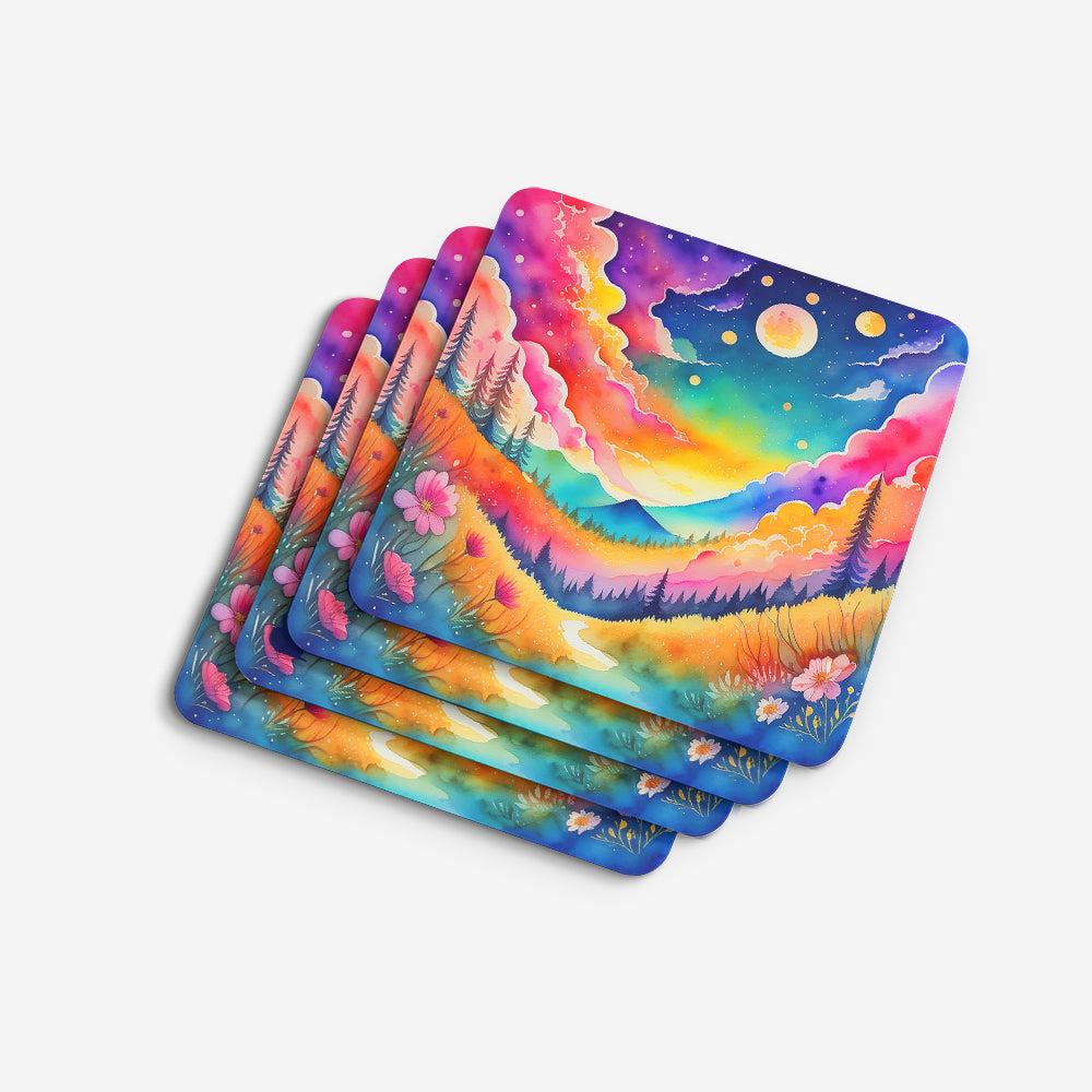 Colorful Stock, or gillyflower Foam Coaster Set of 4