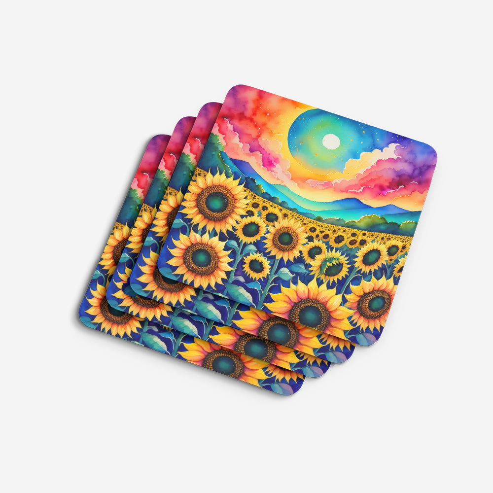 Colorful Sunflowers Foam Coaster Set of 4
