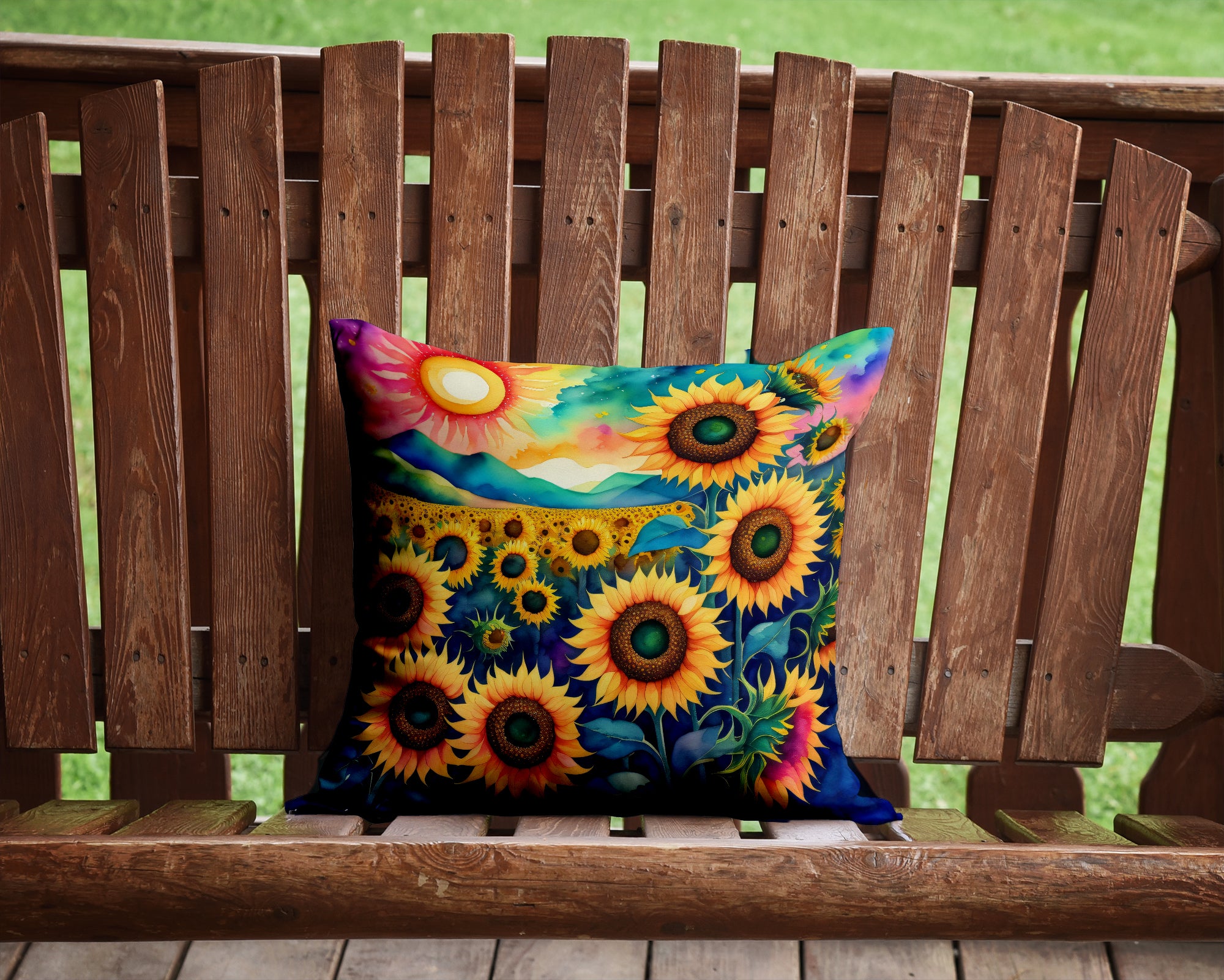 Colorful Sunflowers Fabric Decorative Pillow