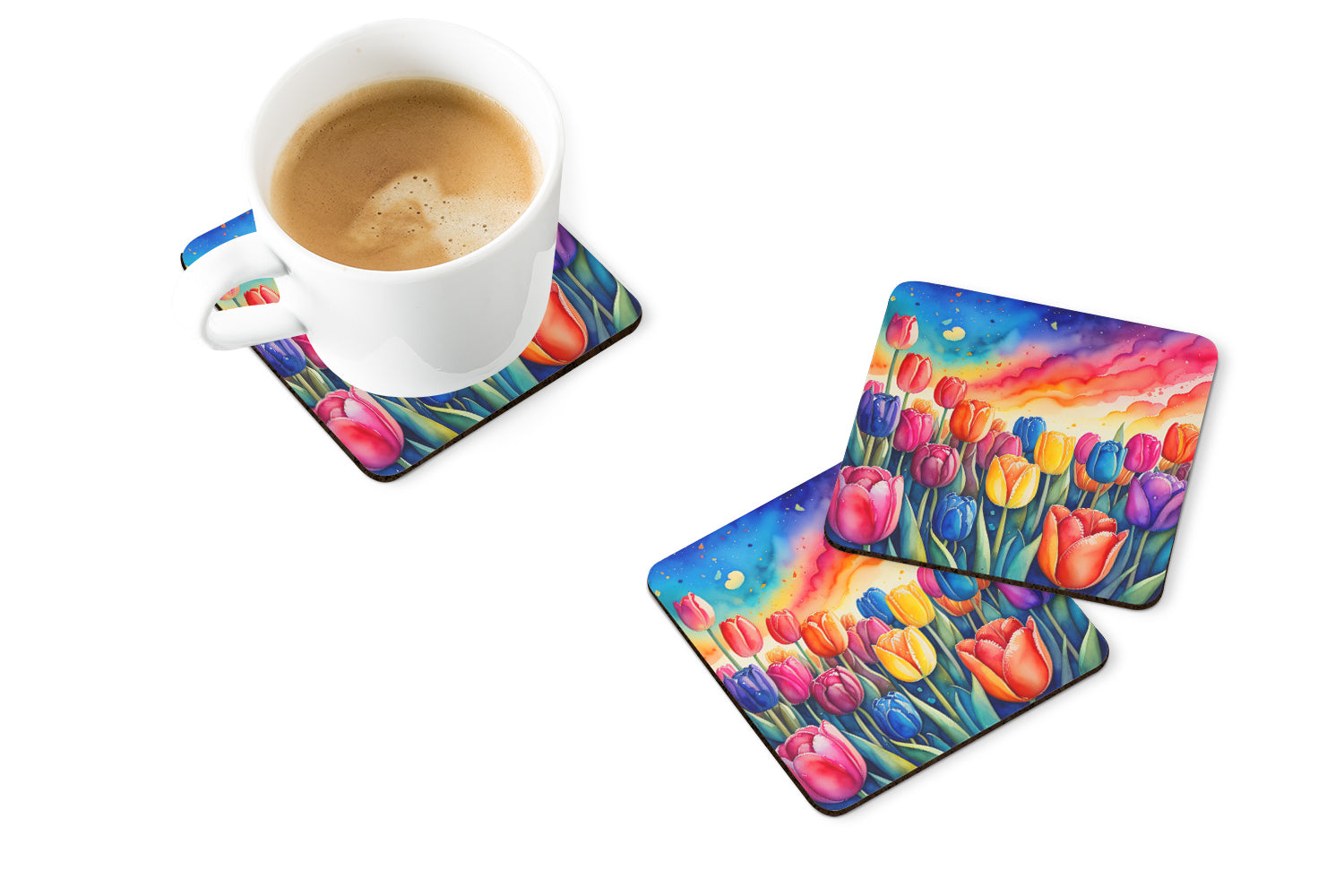 Buy this Colorful Tulips Foam Coaster Set of 4