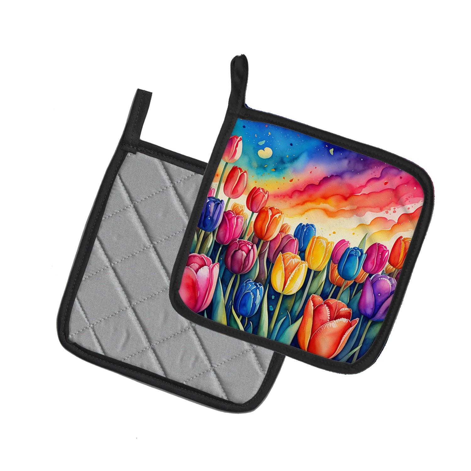 Colorful Tulips Pair of Pot Holders