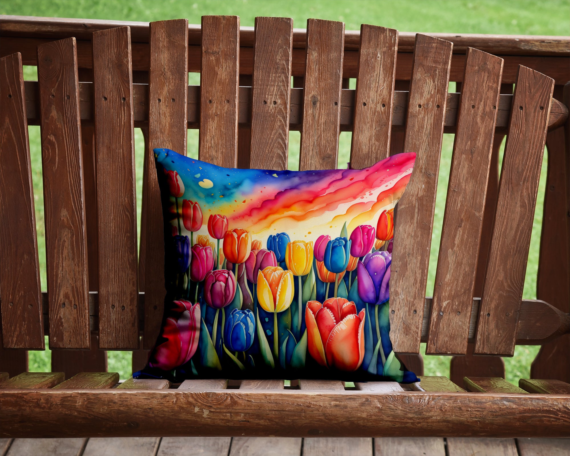 Colorful Tulips Fabric Decorative Pillow
