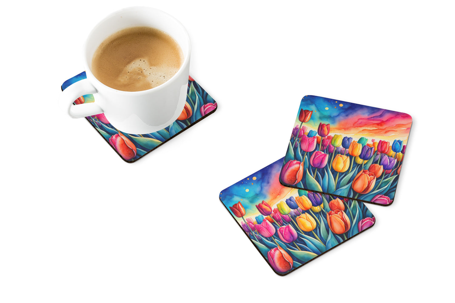Buy this Colorful Tulips Foam Coaster Set of 4
