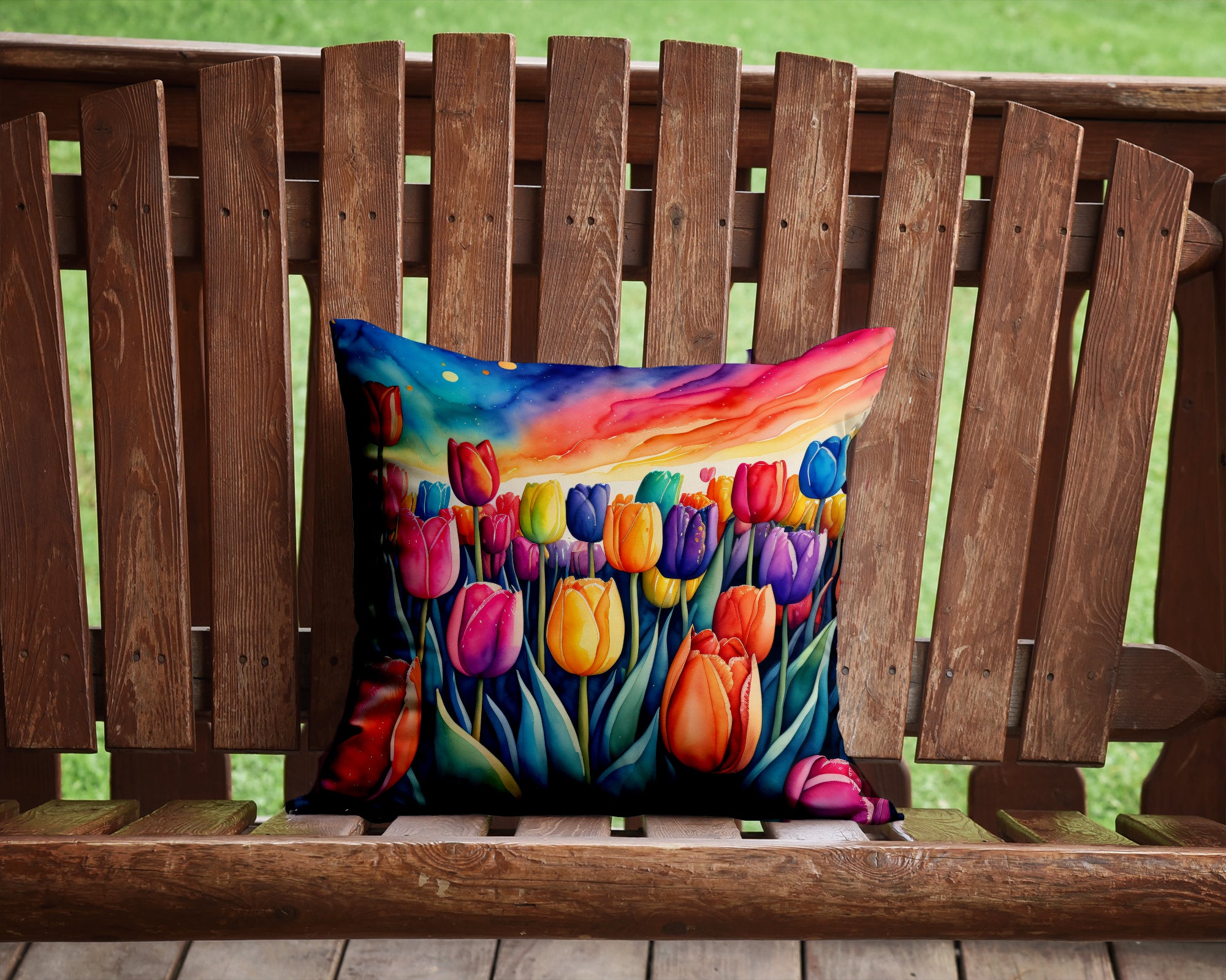 Buy this Colorful Tulips Fabric Decorative Pillow