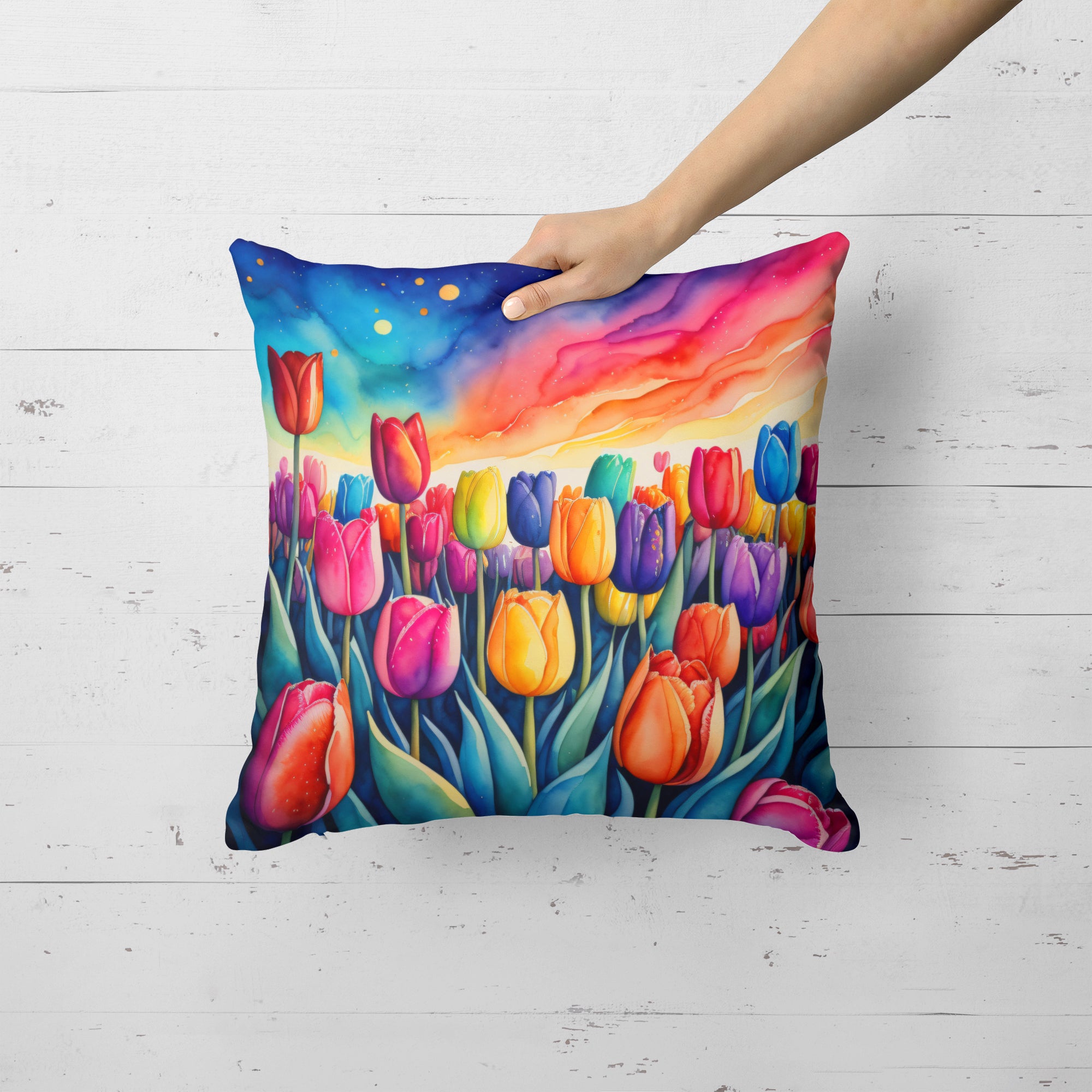 Buy this Colorful Tulips Fabric Decorative Pillow