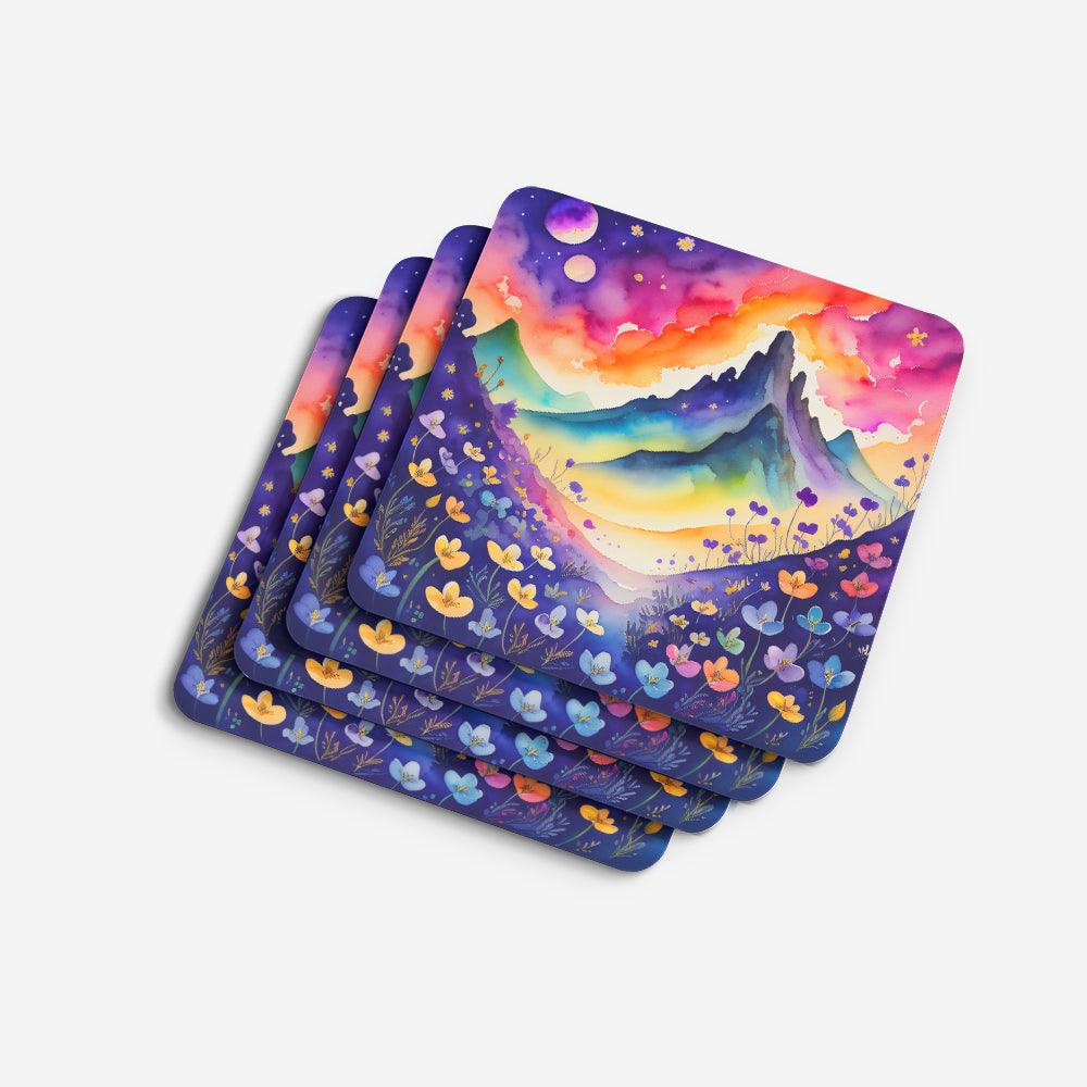 Colorful Violets Foam Coaster Set of 4