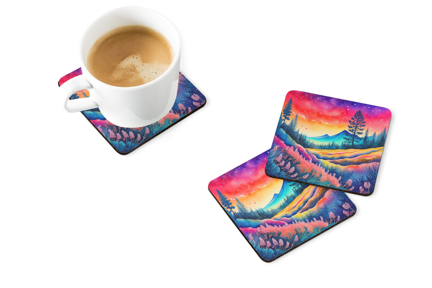 Caroline's Treasures Colorful Yarrow Foam Coaster