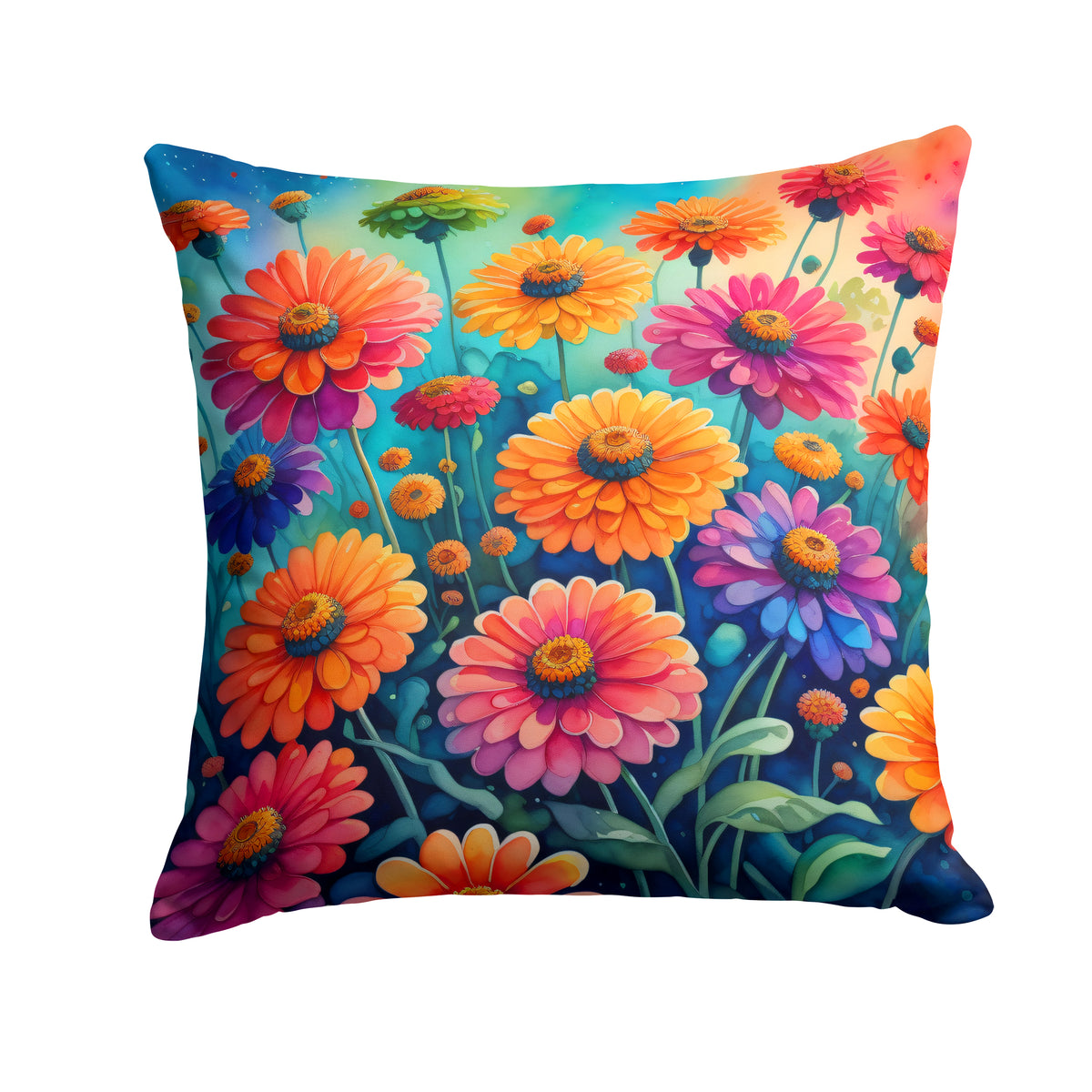 Buy this Colorful Zinnias Fabric Decorative Pillow