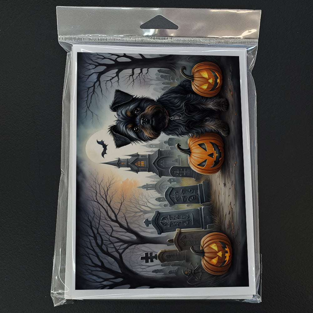 Affenpinscher Spooky Halloween Greeting Cards and Envelopes Pack of 8