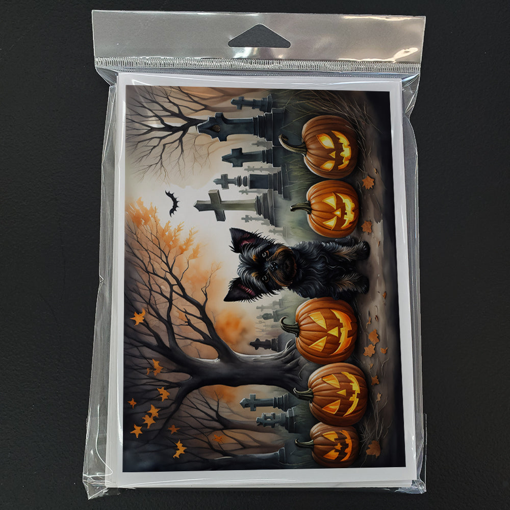 Affenpinscher Spooky Halloween Greeting Cards and Envelopes Pack of 8