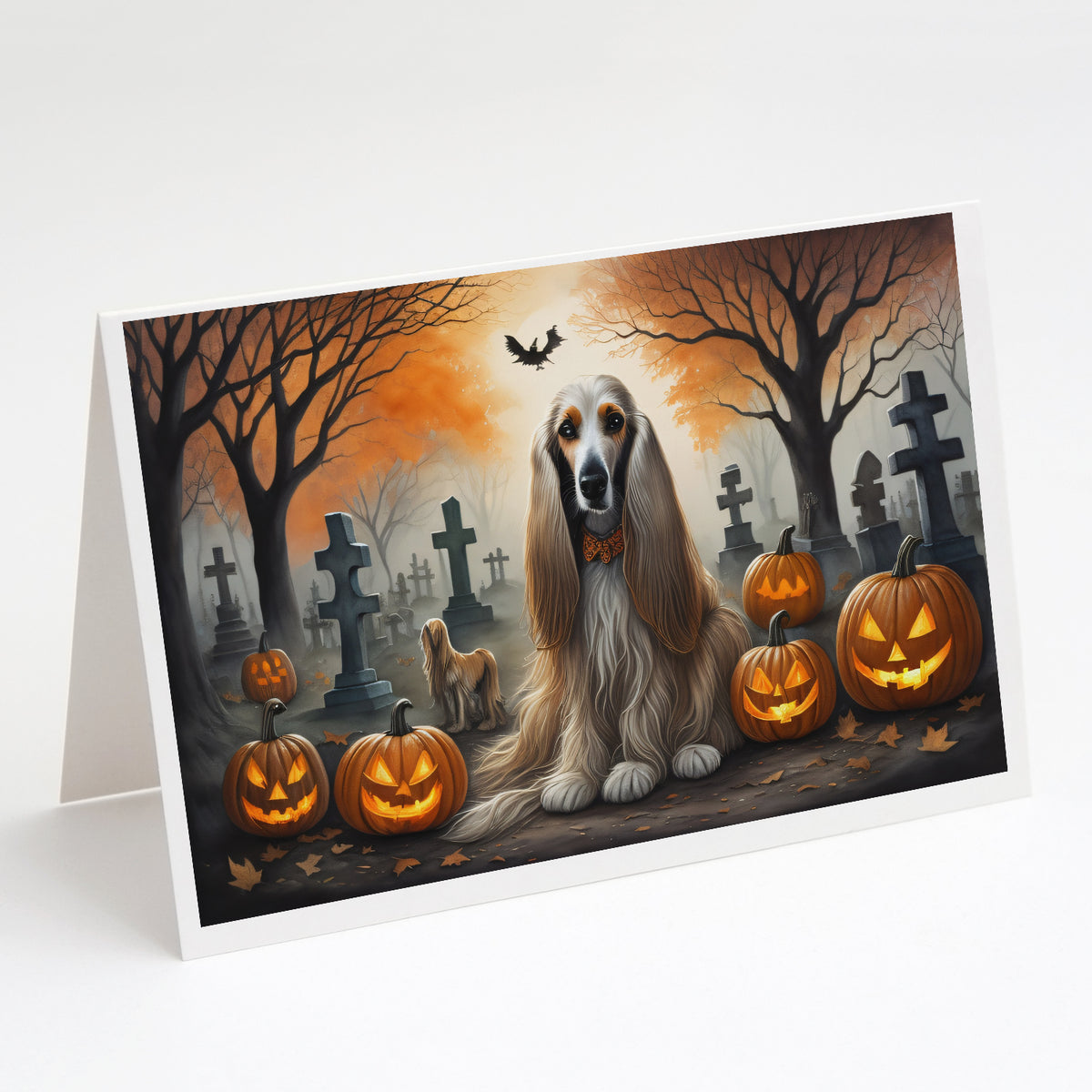 Buy this Afghan Hound Spooky Halloween Greeting Cards and Envelopes Pack of 8