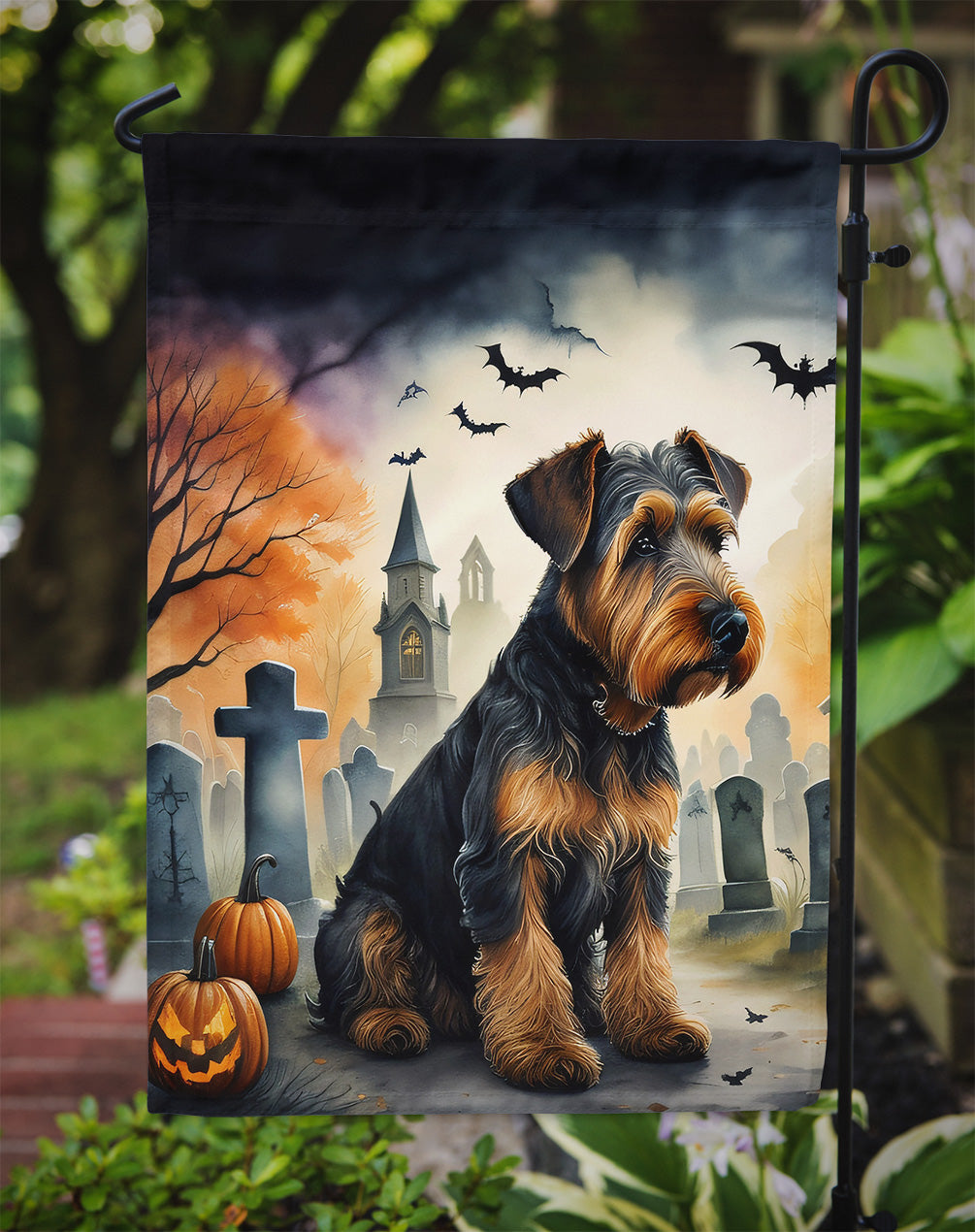 Airedale Terrier Spooky Halloween Garden Flag