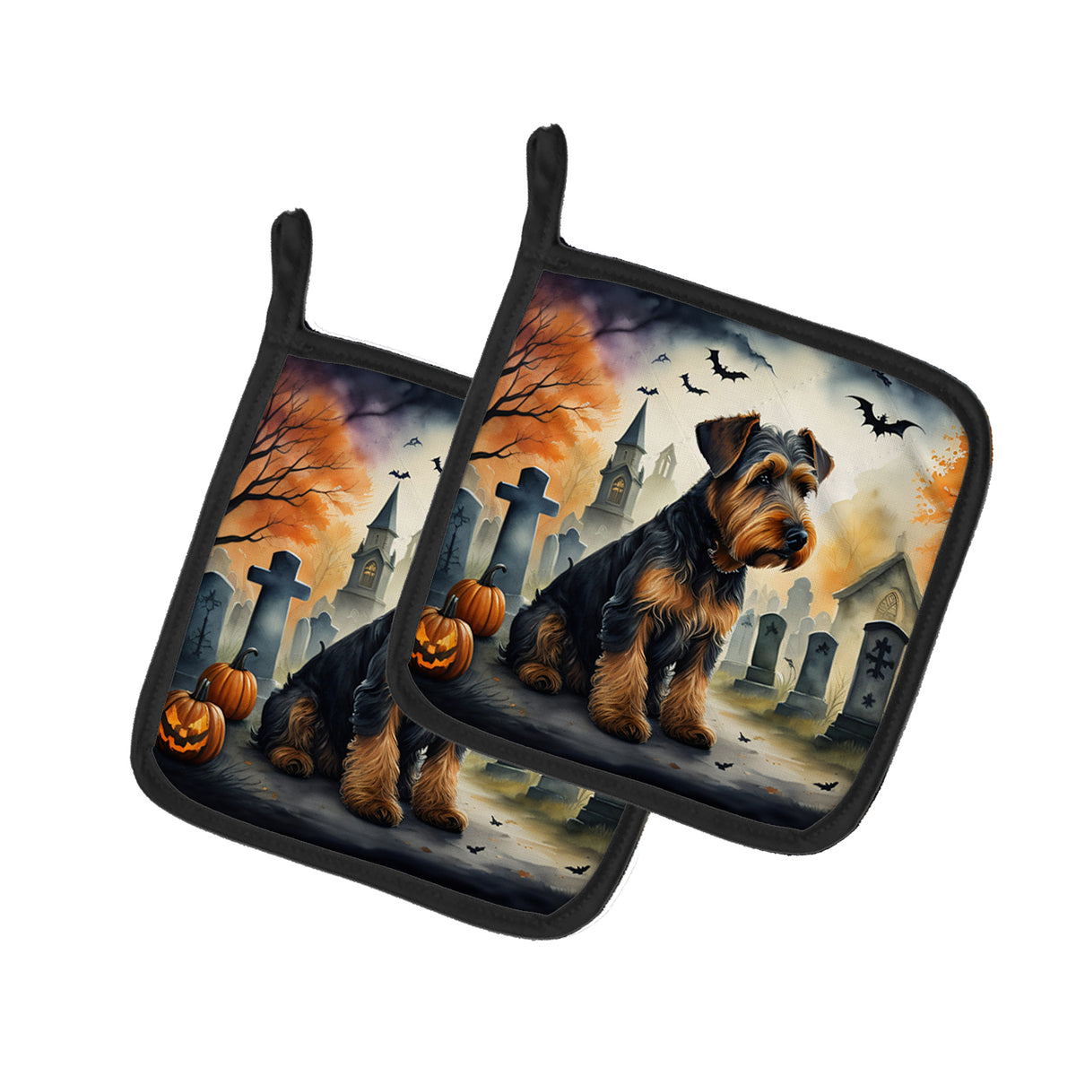 Buy this Airedale Terrier Spooky Halloween Pair of Pot Holders