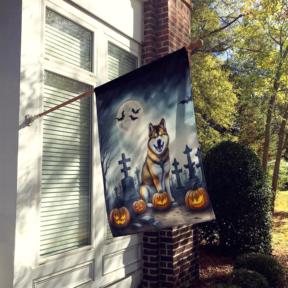 Akita Spooky Halloween House Flag