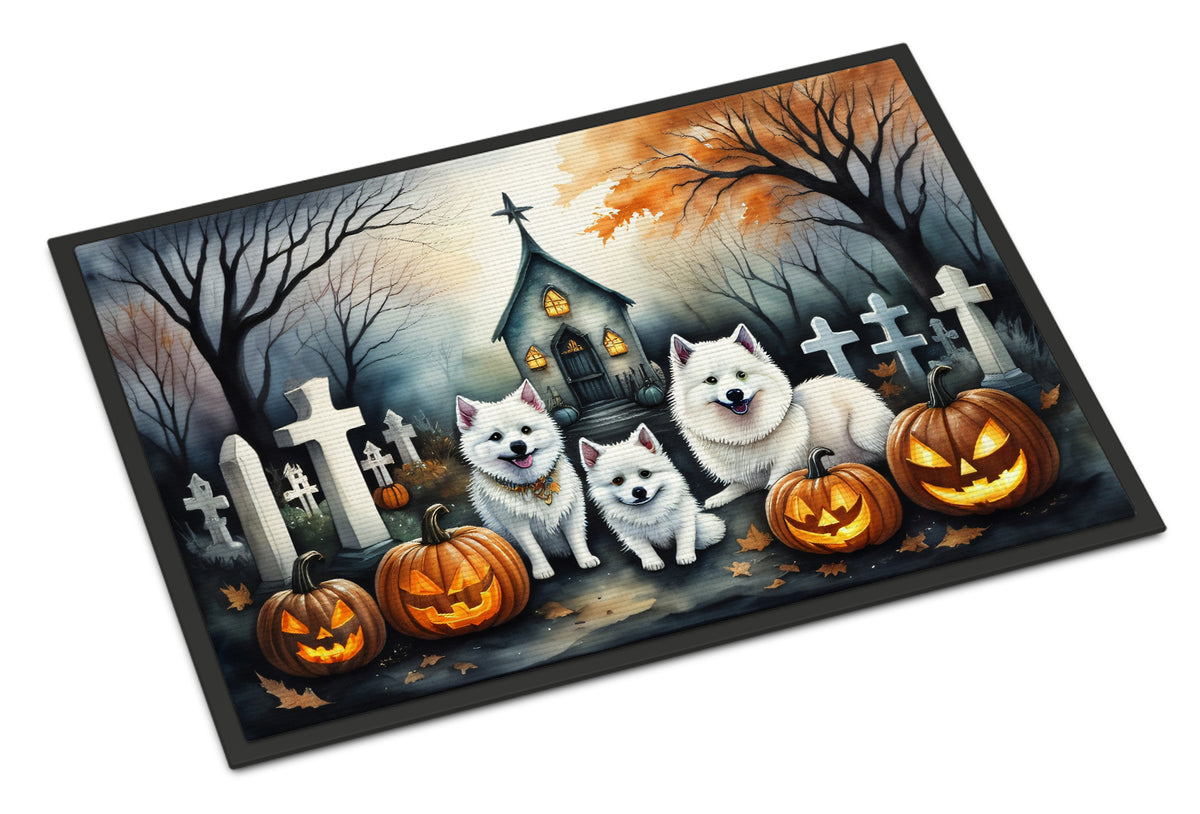 Buy this American Eskimo Spooky Halloween Indoor or Outdoor Mat 24x36