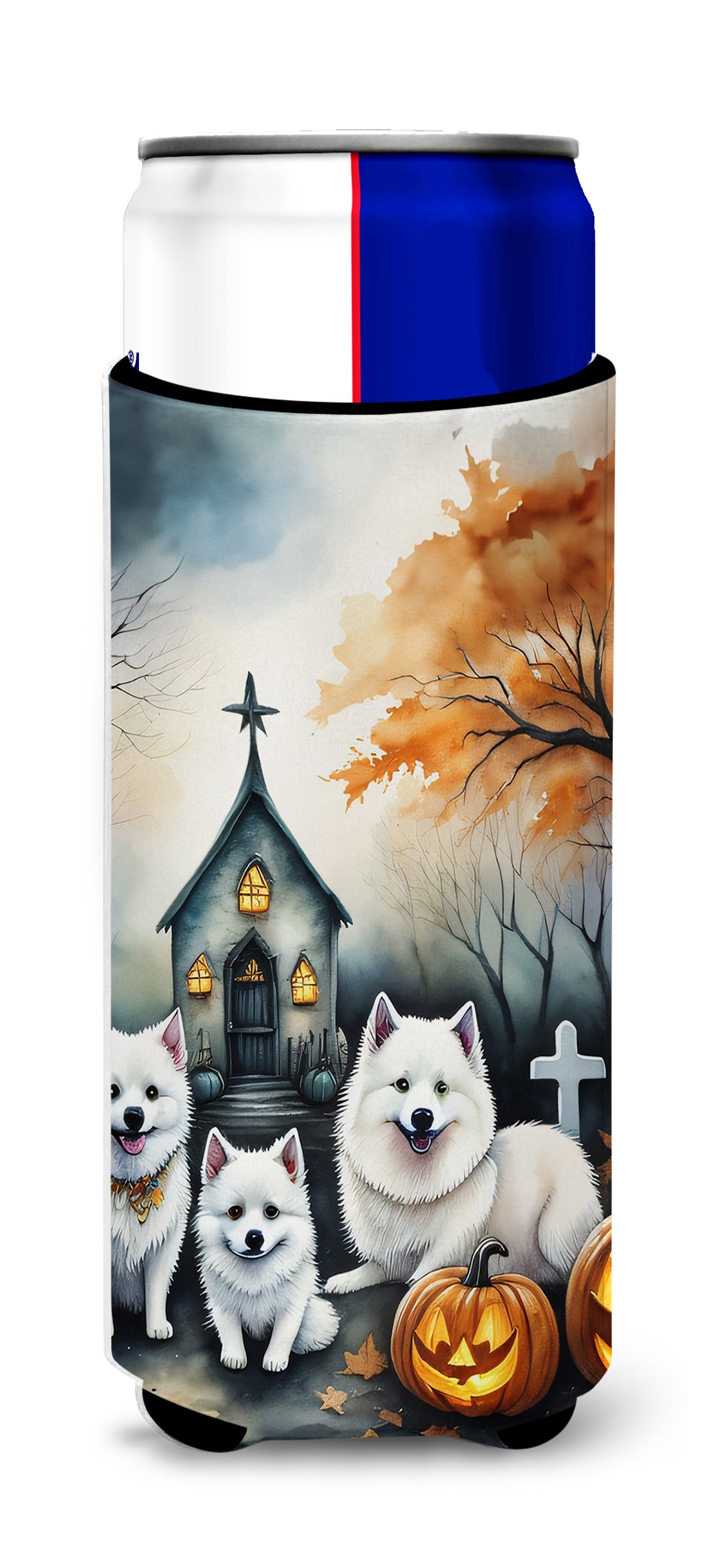 Buy this American Eskimo Spooky Halloween Hugger for Ultra Slim Cans